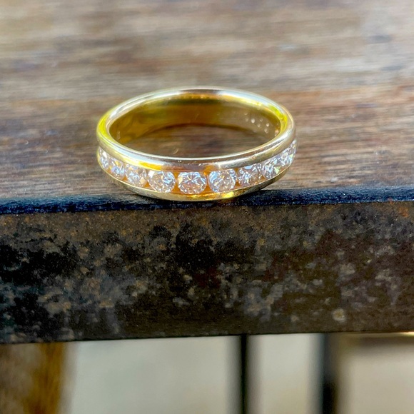 14k Gold Channel Diamond Band
